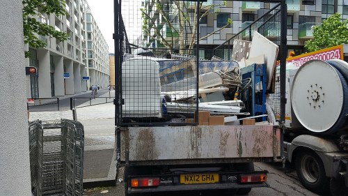 Professional waste clearance team at work in a Regents Park construction site